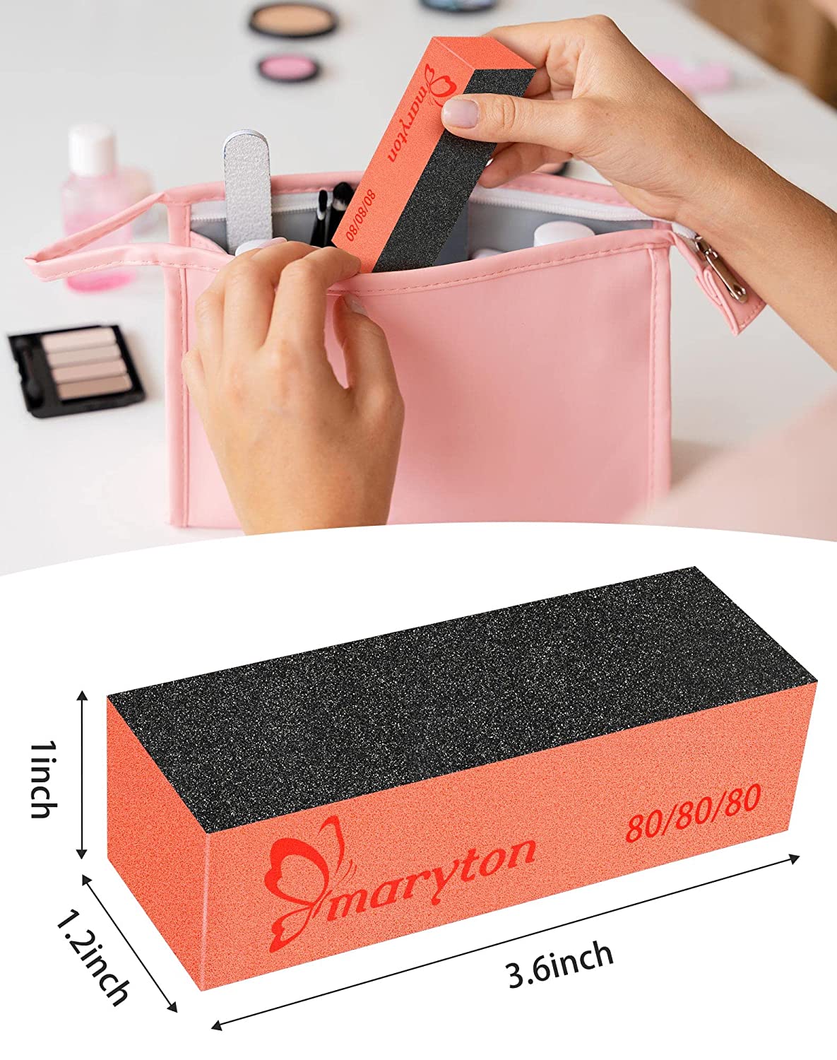 Maryton Nail Buffer Sanding Block Polisher Buffing File 60/100 Grit for Acrylic Nail Art Kit Manicure Tools 10 PCS (Black Purple) - Image 4